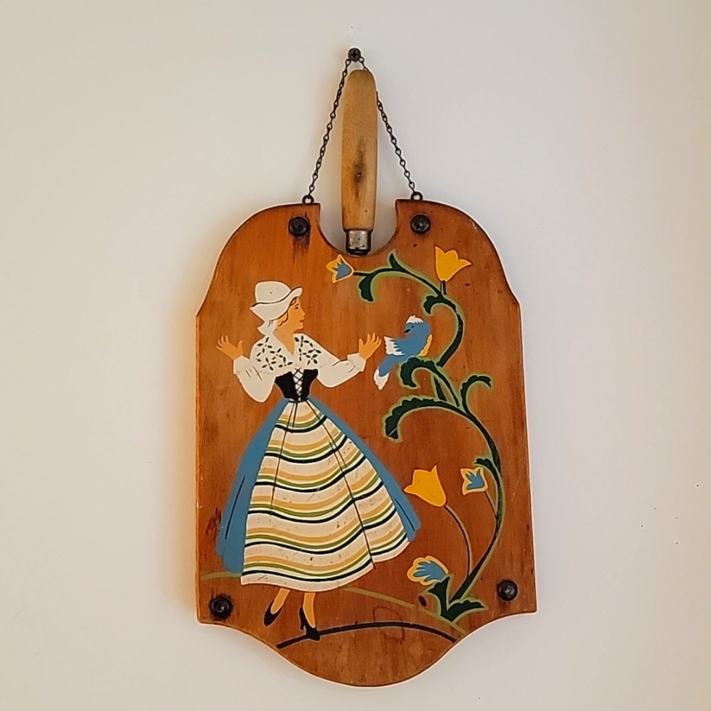 Vintage cutting board with knife